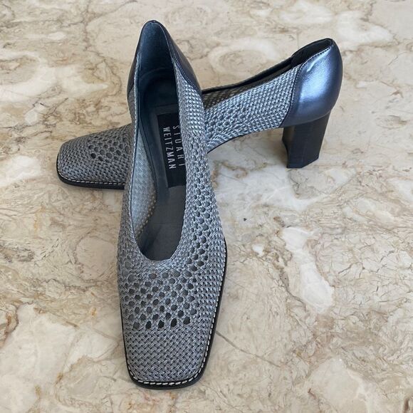 Vintage Stuart Weitzman Square Toe Block Heels - Picture 1 of 14